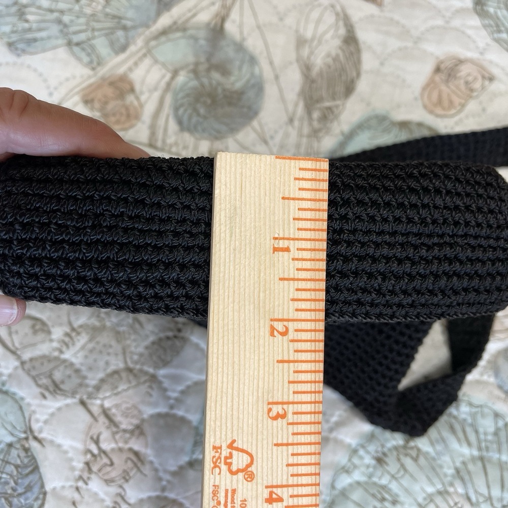Vintage The Sak 1990's Woven Hand Crochet‎ Shoulder Bag Black Hobo Boho Zip 9x7 - Picture 11 of 13